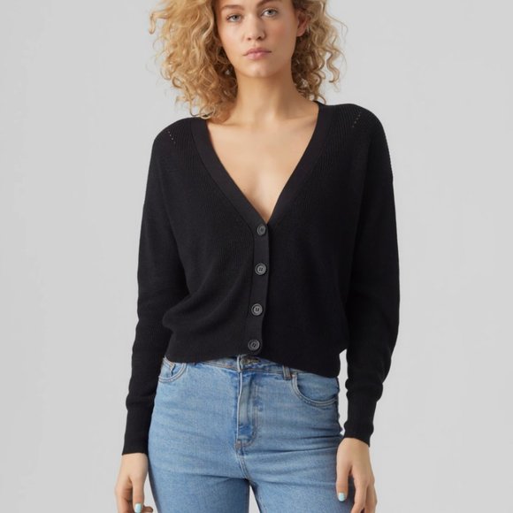 Cozy Fit Black Knit Cardigan Sweater - Picture 2 of 10